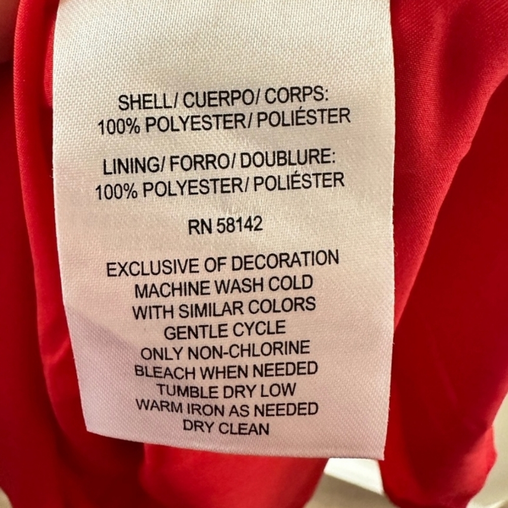 Maggy London Red and Blue Pattern Handkerchief Hemline Dress Size 2 - Picture 6 of 7
